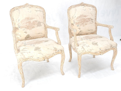 Faux Carved Twig Wood & Eye Theme Arm Lounge Fireside Arm Chairs White Wash MINT