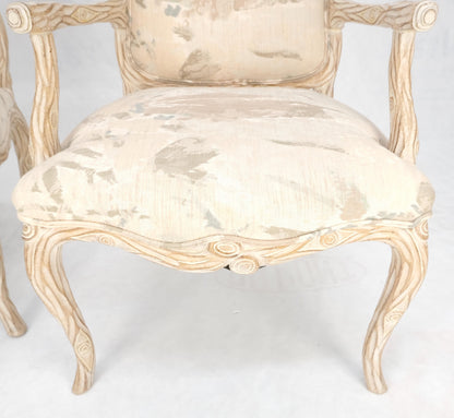 Faux Carved Twig Wood & Eye Theme Arm Lounge Fireside Arm Chairs White Wash MINT