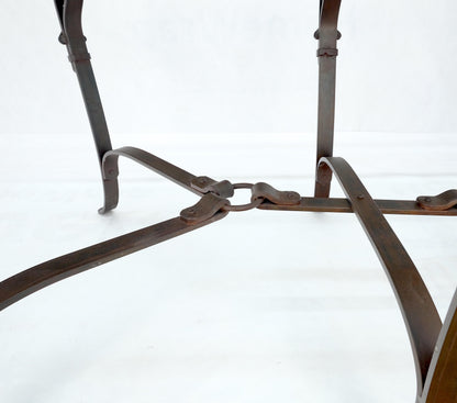 Wrought Iron Faux Belts Rinded Together Base 3/4" Glass Top Large Coffee Table