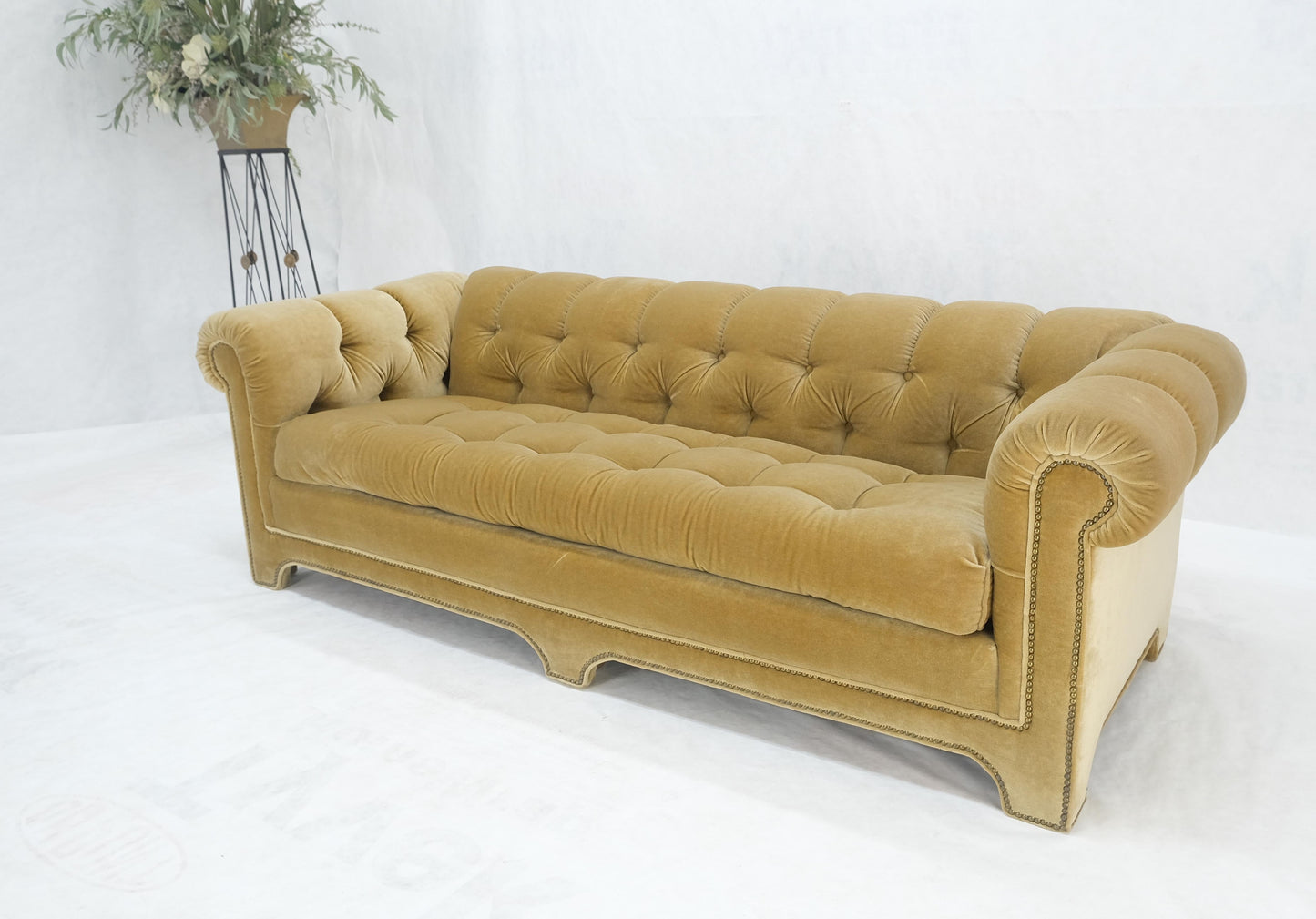 Mid Century Tufted Chesterfield Gold Mohair Albert Hugo Cloud Shape Sofa MINT!