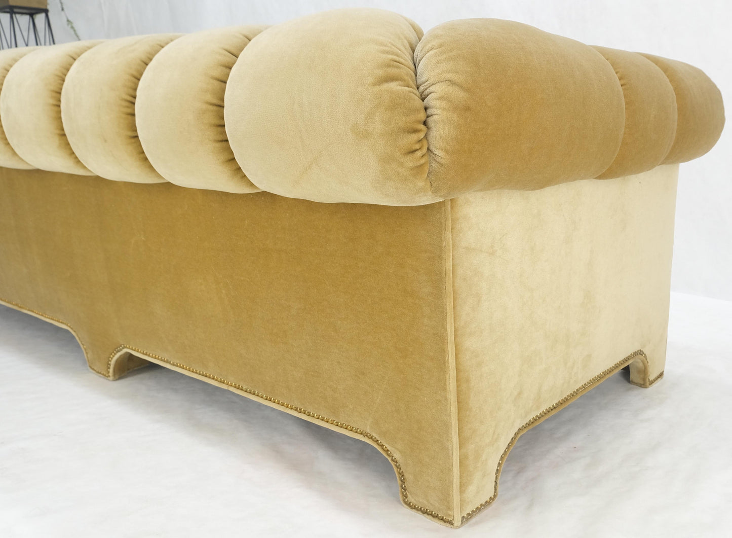 Mid Century Tufted Chesterfield Gold Mohair Albert Hugo Cloud Shape Sofa MINT!