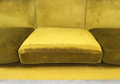 Italian MId Century Modern Gold Velvet Upholstery Cloud Shape Sofa Cast Brass