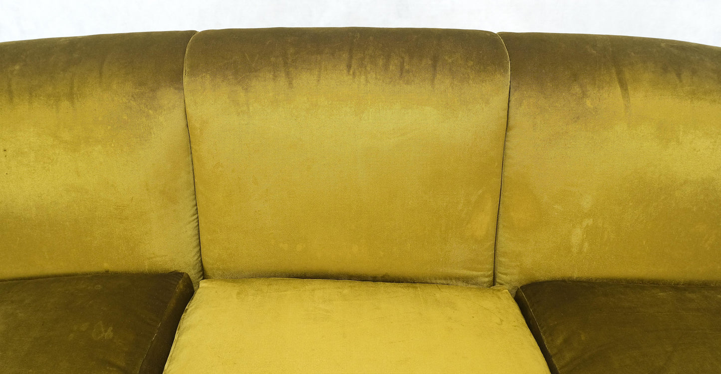 Italian MId Century Modern Gold Velvet Upholstery Cloud Shape Sofa Cast Brass