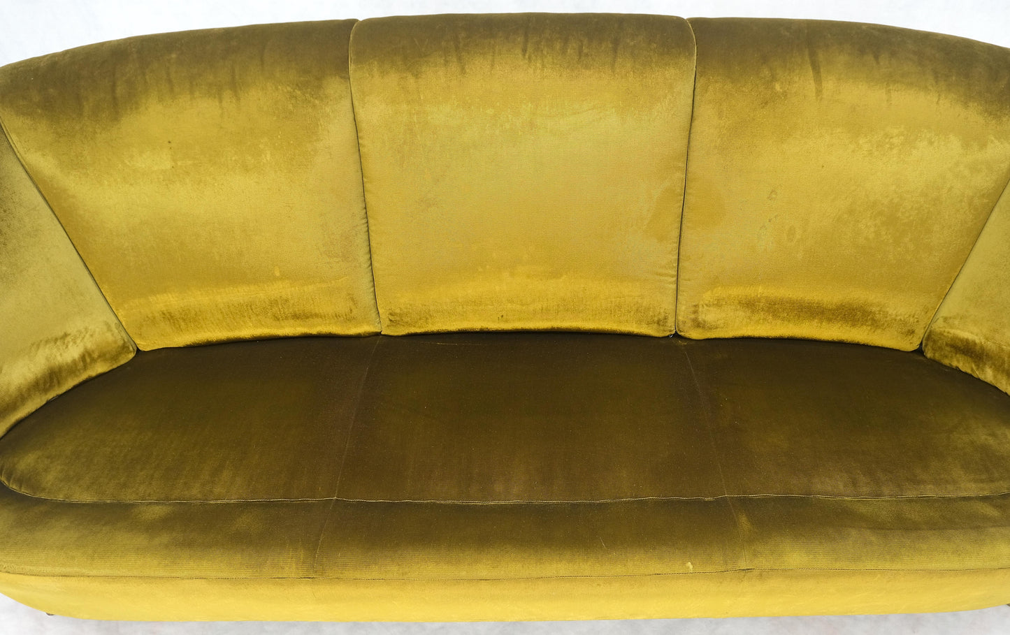 Italian MId Century Modern Gold Velvet Upholstery Cloud Shape Sofa Cast Brass