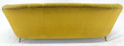 Italian MId Century Modern Gold Velvet Upholstery Cloud Shape Sofa Cast Brass