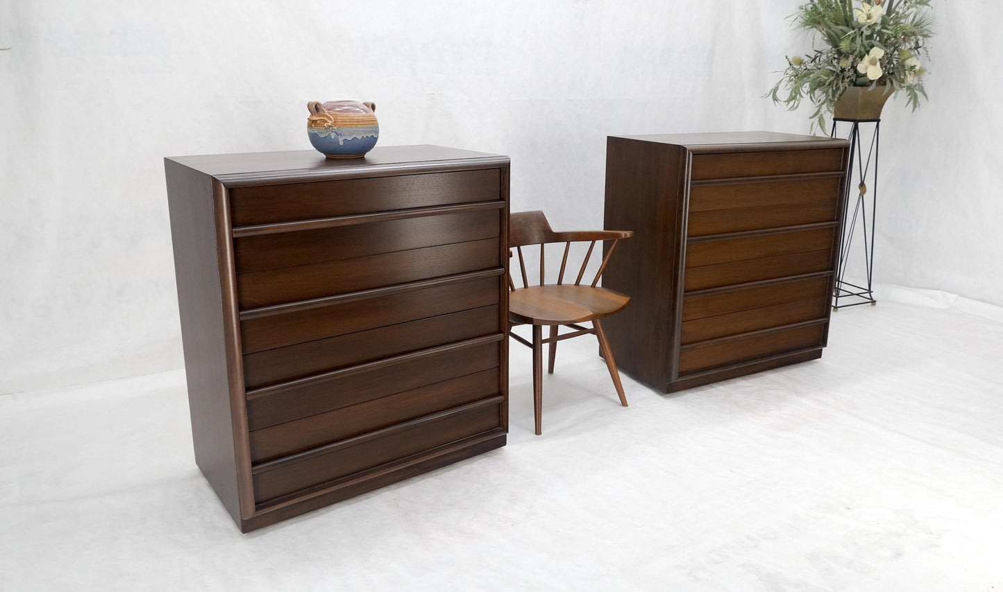 Pair of Robsjohn-Gibbings Bachelor Four Drawer Chests Dressers