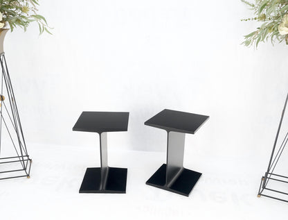 Pair Ward Bennet Black Enamel i Beam End Side Occasional Tables Stands Mint