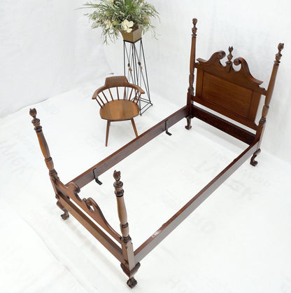 Antique Solid Carved Mahogany Twin Size Poster Complete Bed Mint!