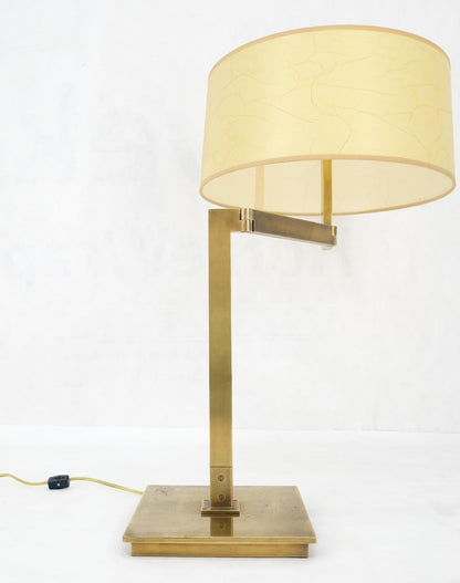 MId Century Modern Solid Bronze or Brass Adjustable Arm Table Lamp w/ Shade MINT