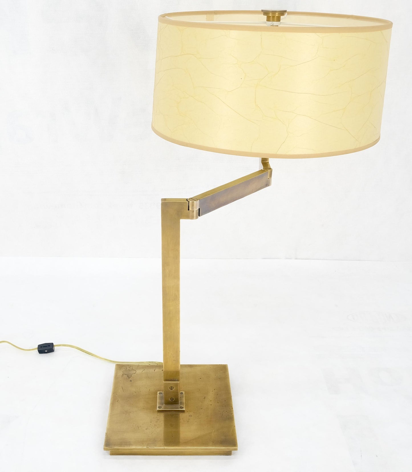 MId Century Modern Solid Bronze or Brass Adjustable Arm Table Lamp w/ Shade MINT