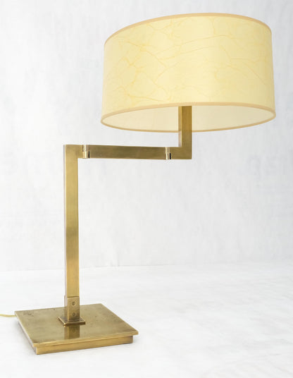 MId Century Modern Solid Bronze or Brass Adjustable Arm Table Lamp w/ Shade MINT