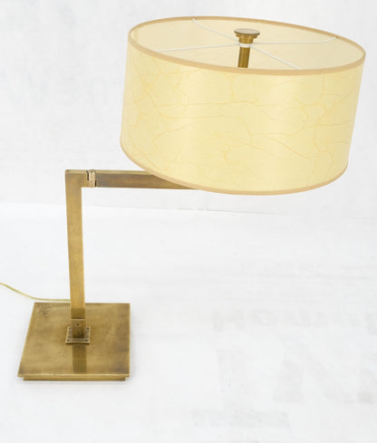 MId Century Modern Solid Bronze or Brass Adjustable Arm Table Lamp w/ Shade MINT