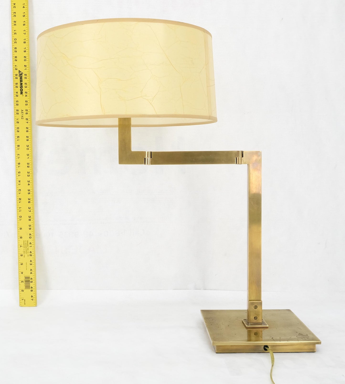 MId Century Modern Solid Bronze or Brass Adjustable Arm Table Lamp w/ Shade MINT