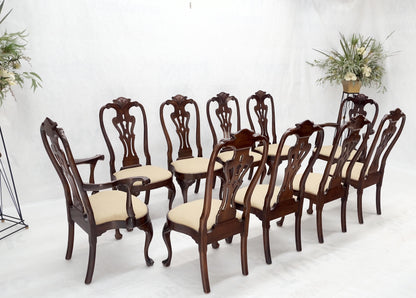 Set of 10 New Linen Upholstery Walnut Dining Chairs by Henredon Mint