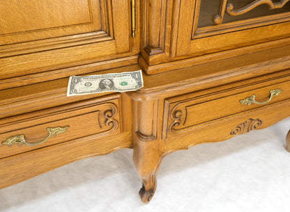 Carved Oak Oversize 5 Doors Long Credenza Cabinet Sideboard w/ Shelves Drawer