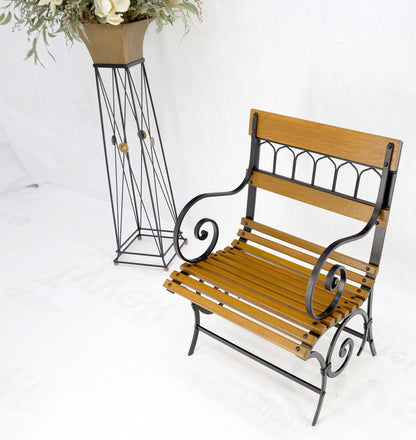 Restored 1920s Wrought Iron & Oak Slat Park Bench Mint!