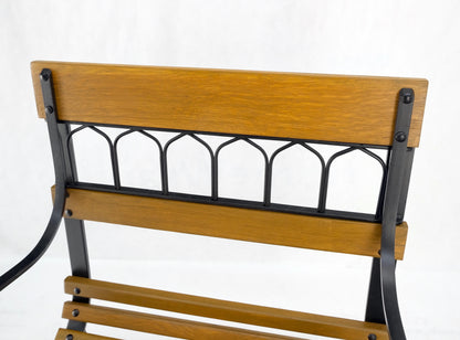 Restored 1920s Wrought Iron & Oak Slat Park Bench Mint!