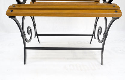 Restored 1920s Wrought Iron & Oak Slat Park Bench Mint!