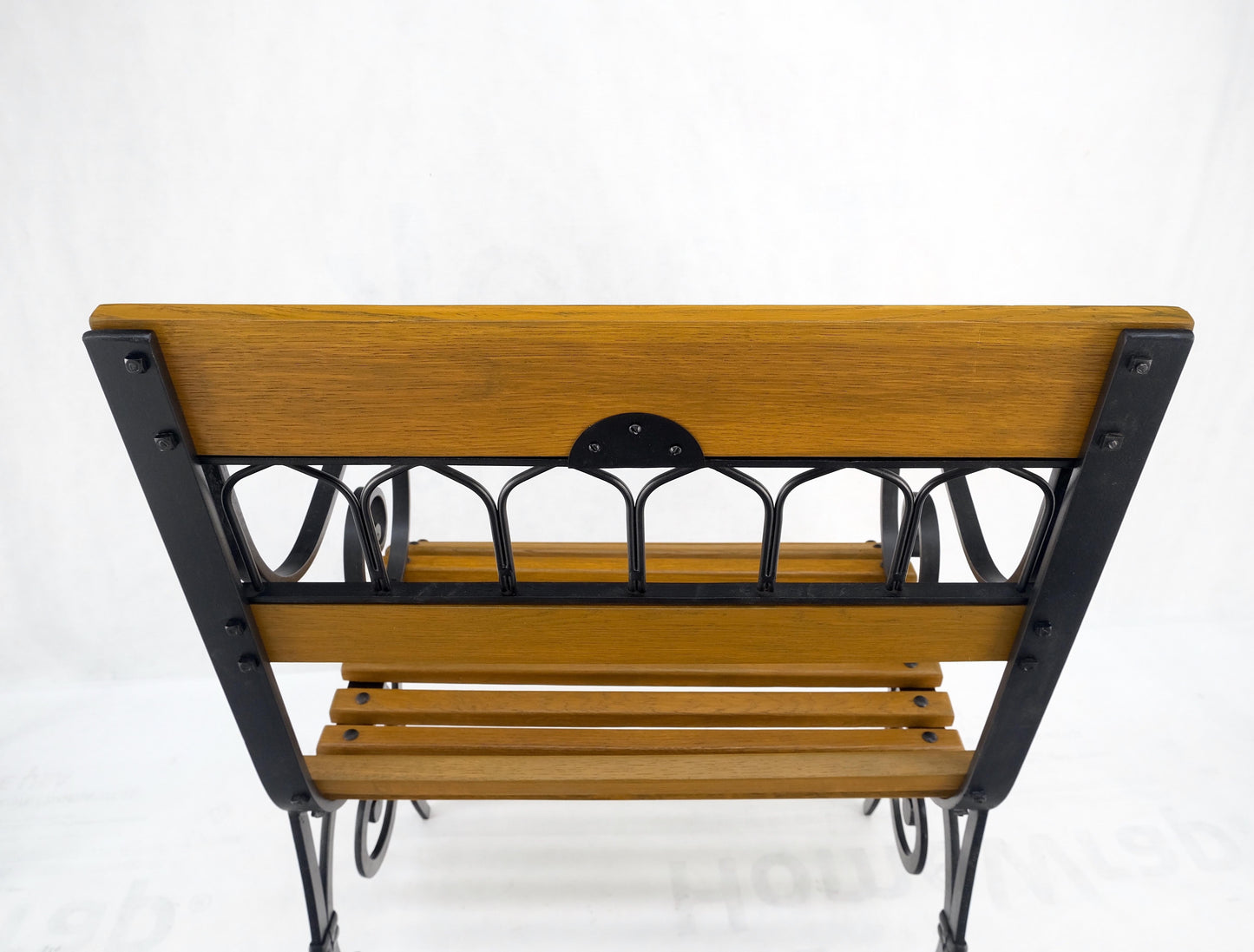 Restored 1920s Wrought Iron & Oak Slat Park Bench Mint!