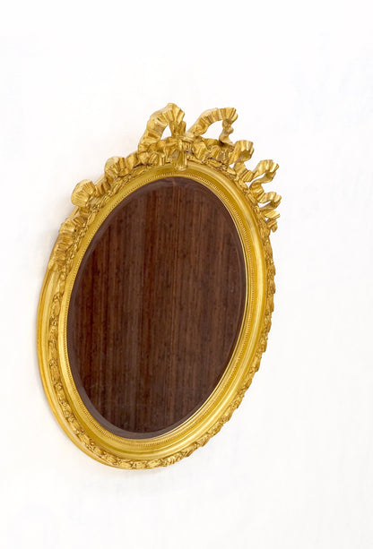 Oval Gilt Ribbon Spikelet of Wheat Pattern Carved Wood Wall Mirror MINT!