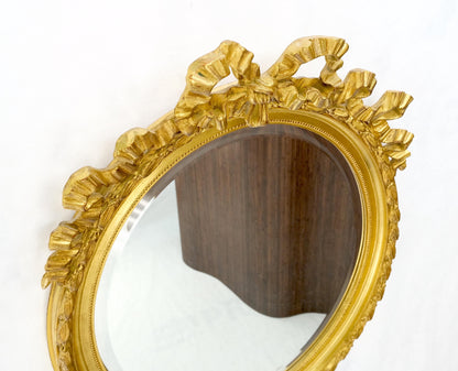 Oval Gilt Ribbon Spikelet of Wheat Pattern Carved Wood Wall Mirror MINT!