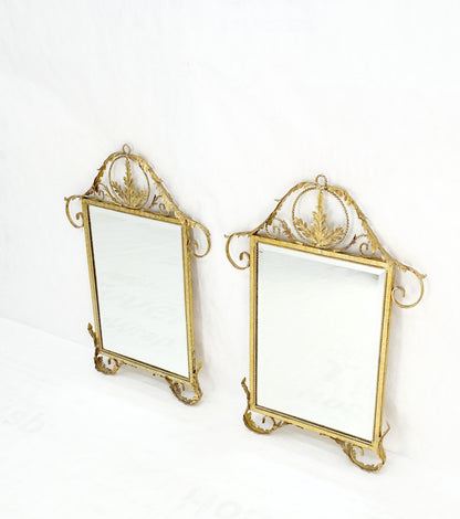 Pair of Regency Style Gilt Metal Rectangle Wall Mirrors Mint!