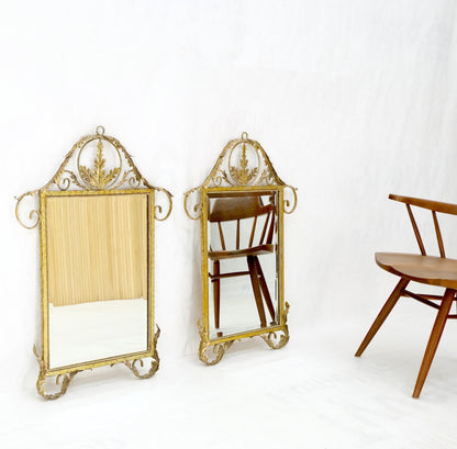 Pair of Regency Style Gilt Metal Rectangle Wall Mirrors Mint!