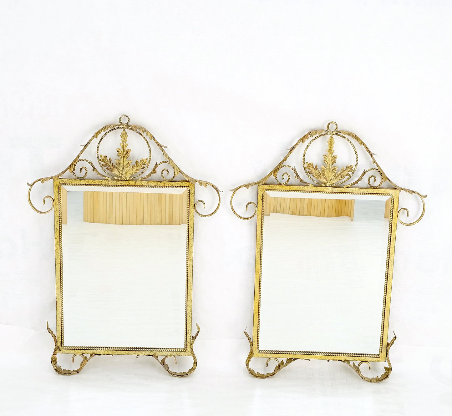 Pair of Regency Style Gilt Metal Rectangle Wall Mirrors Mint!