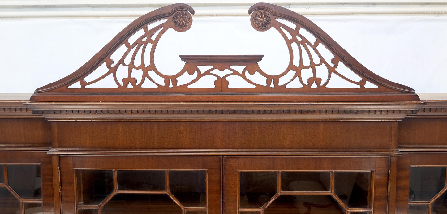 Georgian Flame Mahogany Breakfront Bookcase Butlers Drop Desk Individual Glass