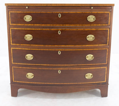 BAKER Bow Front Banded Top & 4 Drawers Pull Out Desk Bachelor Chest Dresser MINT