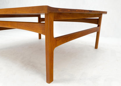 Rolled Edge Solid Teak Top Square Danish Mid-Century Modern Coffee Table Mint!