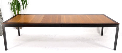 Banded Rosewood & Walnut Rectangle Dining Table w/ Two 20" Extension Boards