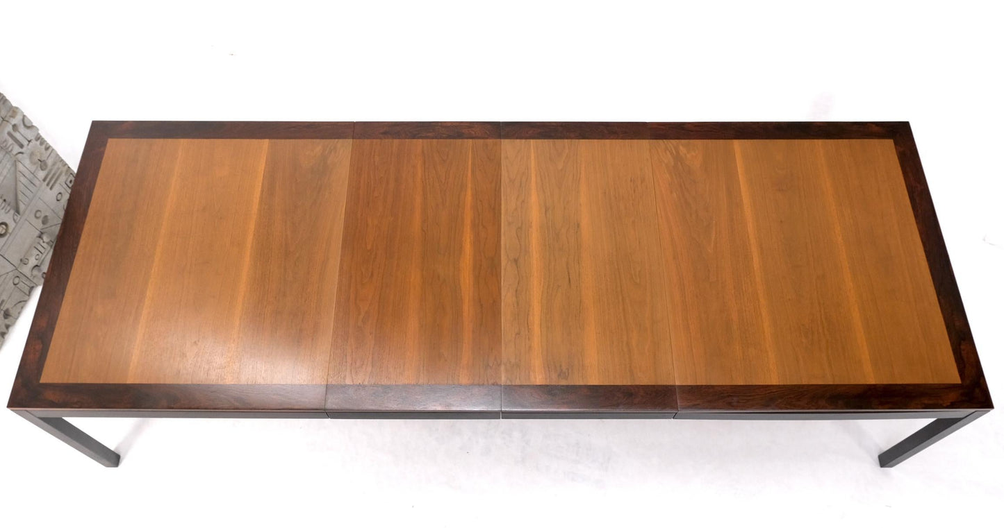 Banded Rosewood & Walnut Rectangle Dining Table w/ Two 20" Extension Boards