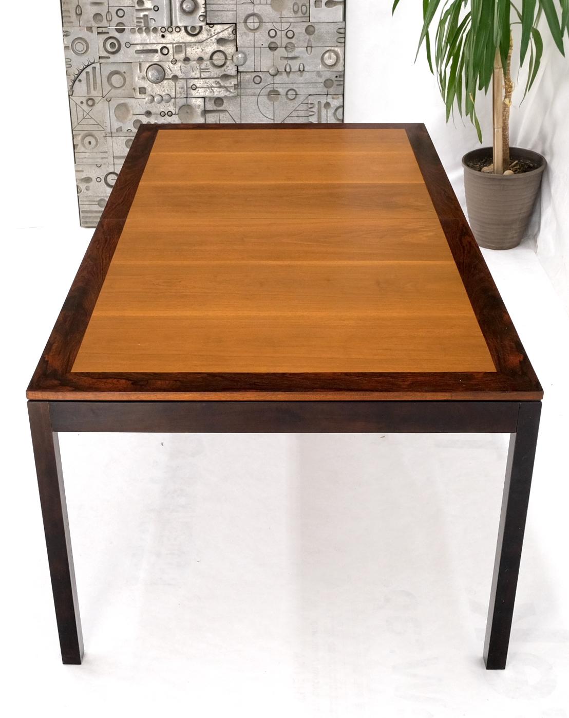 Banded Rosewood & Walnut Rectangle Dining Table w/ Two 20" Extension Boards