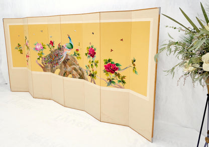 Oriental Decorative 8 Panel Silk Embroidery Peacock Scene Room Divider Screen