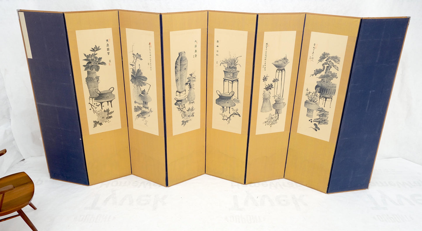 Oriental Decorative 8 Panel Silk Embroidery Peacock Scene Room Divider Screen