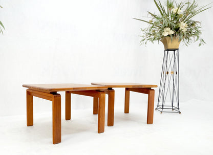 Pair of Solid Teak Danish Mid-Century Modern Square Side End Coffee Tables Mint