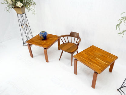 Pair of Solid Teak Danish Mid-Century Modern Square Side End Coffee Tables Mint