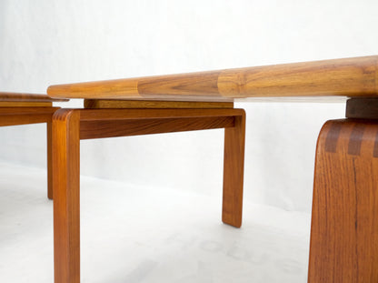 Pair of Solid Teak Danish Mid-Century Modern Square Side End Coffee Tables Mint