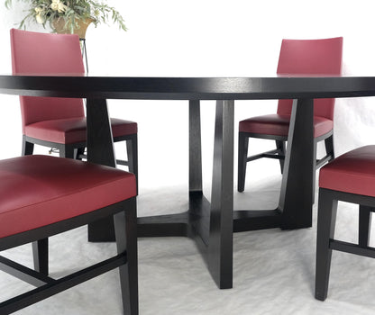 Holly Hunt Large 6' Diameter Round Ebonized Table Oak 4 Chairs Dining Set MINT!