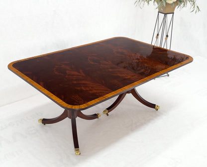 Double Pedestal 4 Leafs Banded Mahogany Dining Table by Kittinger Mint!