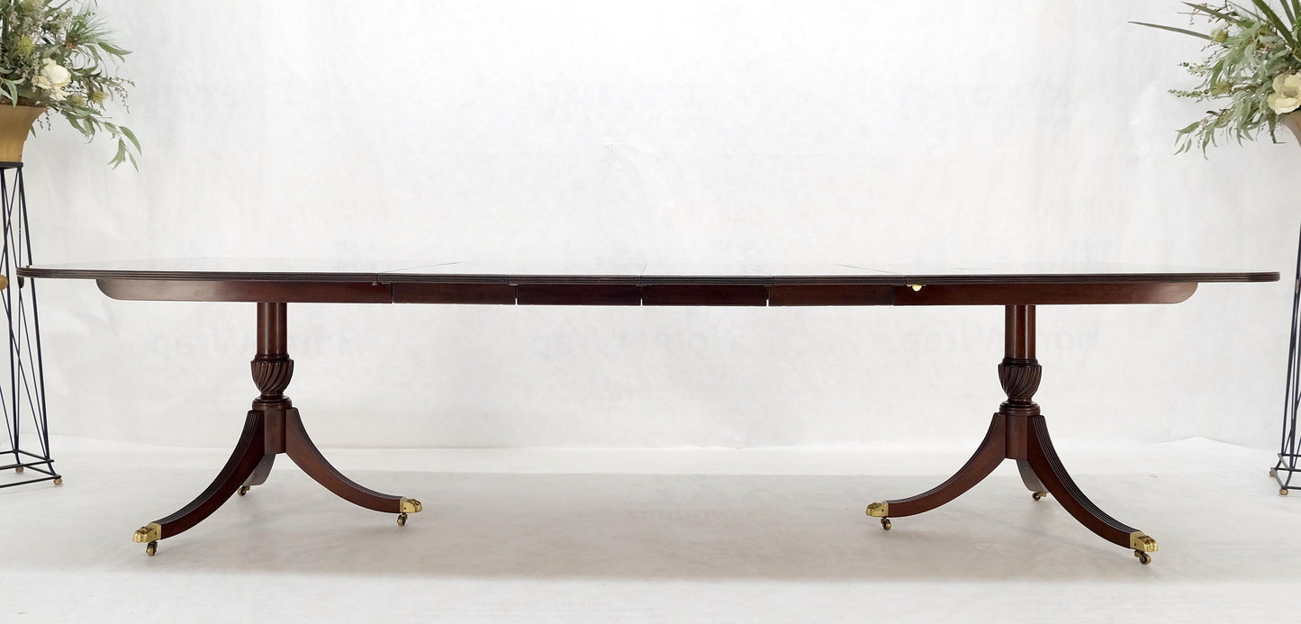 Double Pedestal 4 Leafs Banded Mahogany Dining Table by Kittinger Mint!