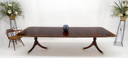 Double Pedestal 4 Leafs Banded Mahogany Dining Table by Kittinger Mint!