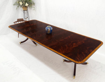 Double Pedestal 4 Leafs Banded Mahogany Dining Table by Kittinger Mint!