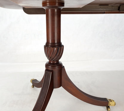 Double Pedestal 4 Leafs Banded Mahogany Dining Table by Kittinger Mint!