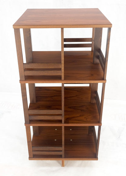 Danish Mid Century Modern Rosewood Square Revolving Bookcase Shelf MINT!