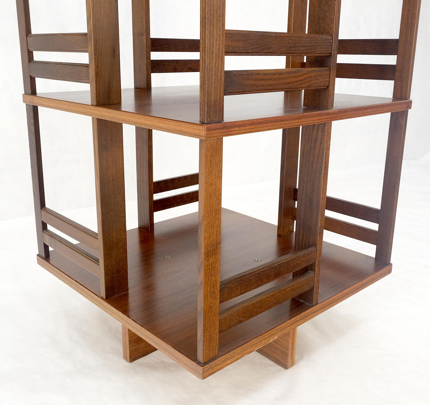 Danish Mid Century Modern Rosewood Square Revolving Bookcase Shelf MINT!