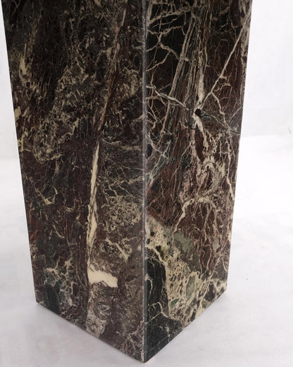 Pair of Square Black & Dark Red & White Veins Marble Side End Tables Stands Mint