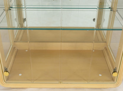 3 Blond Wood Glass Door Curio Cases Display Vitrine Cabinet Glass Shelves MINT!