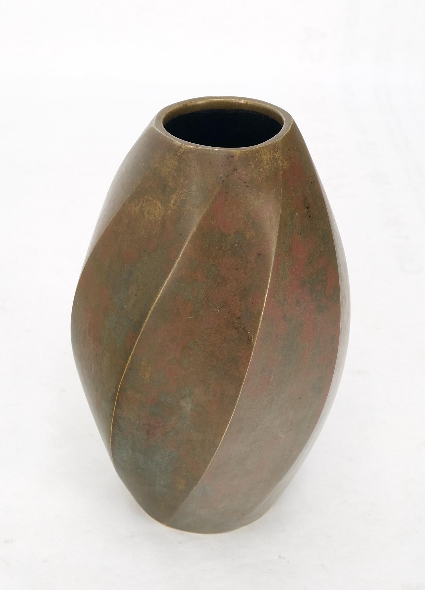 Brass Art Nouveau Style Twisted Cylinder Mid-Century Modern Vase